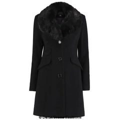 Wool Blend Faux Fur Collar Midi Coat - Femstylo