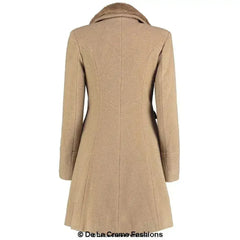 Wool Blend Faux Fur Collar Midi Coat - Femstylo