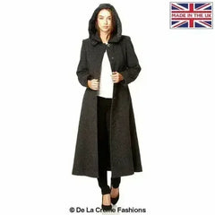 Wool Blend Faux Fur Trim Hooded Long Coat - Femstylo