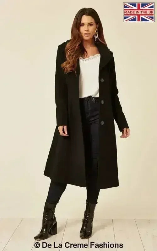 Wool Blend Hooded Mid Length Coat (1704) - Femstylo