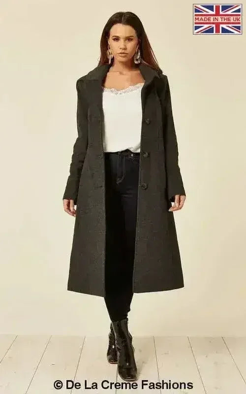Wool Blend Hooded Mid Length Coat (1704) - Femstylo