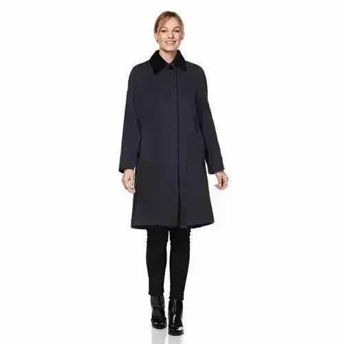 Wool Blend Oversized Velvet Trim Swing Coat (8026) - Femstylo