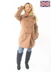 Wool Feel Double Breasted Hooded Coat - Femstylo