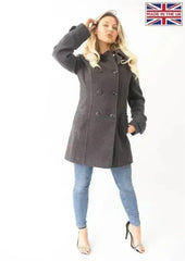 Wool Feel Double Breasted Hooded Coat - Femstylo
