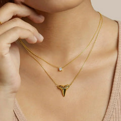 Gold Shark Tooth Necklace Layer Bolo Necklace - Femstylo