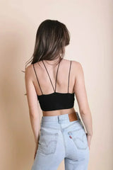 Y-Neck Plunge Crop Top - Stretchy Comfort | Femstylo - Femstylo