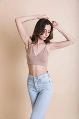 Y-Neck Plunge Crop Top - Stretchy Comfort | Femstylo - Femstylo
