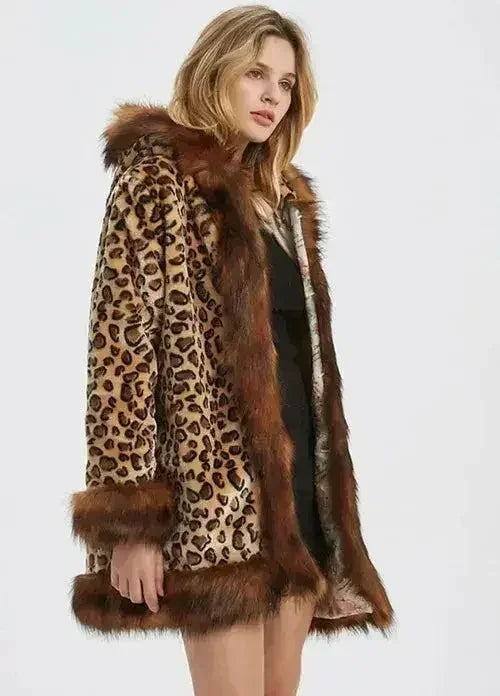 Leopard Print Jacket – Faux Fur Collar Coat | XS-M - Femstylo