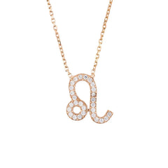 Zodiac Star Sign Pendant Necklace Rose Gold Leo