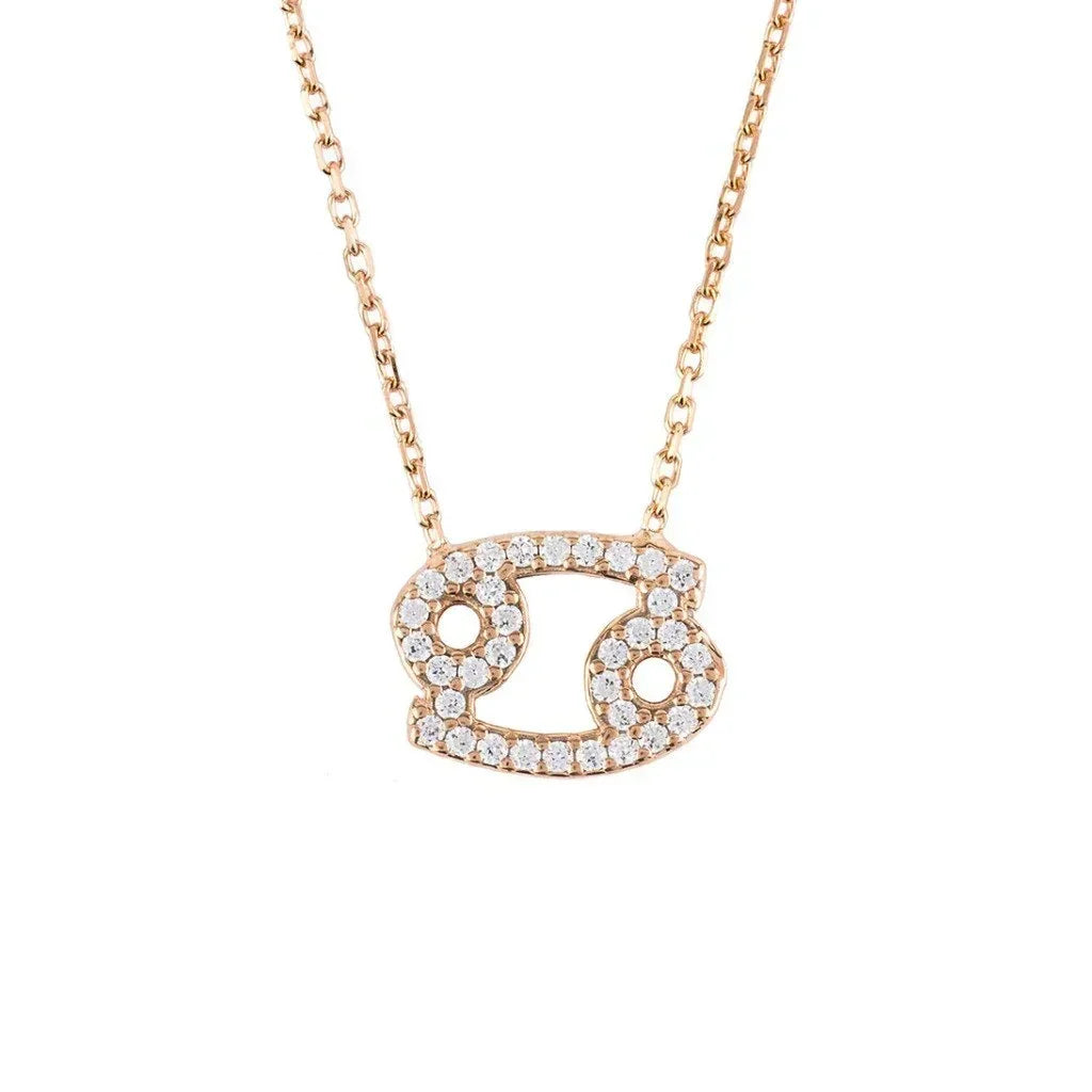 Zodiac Star Sign Pendant Necklace Rose Gold Cancer