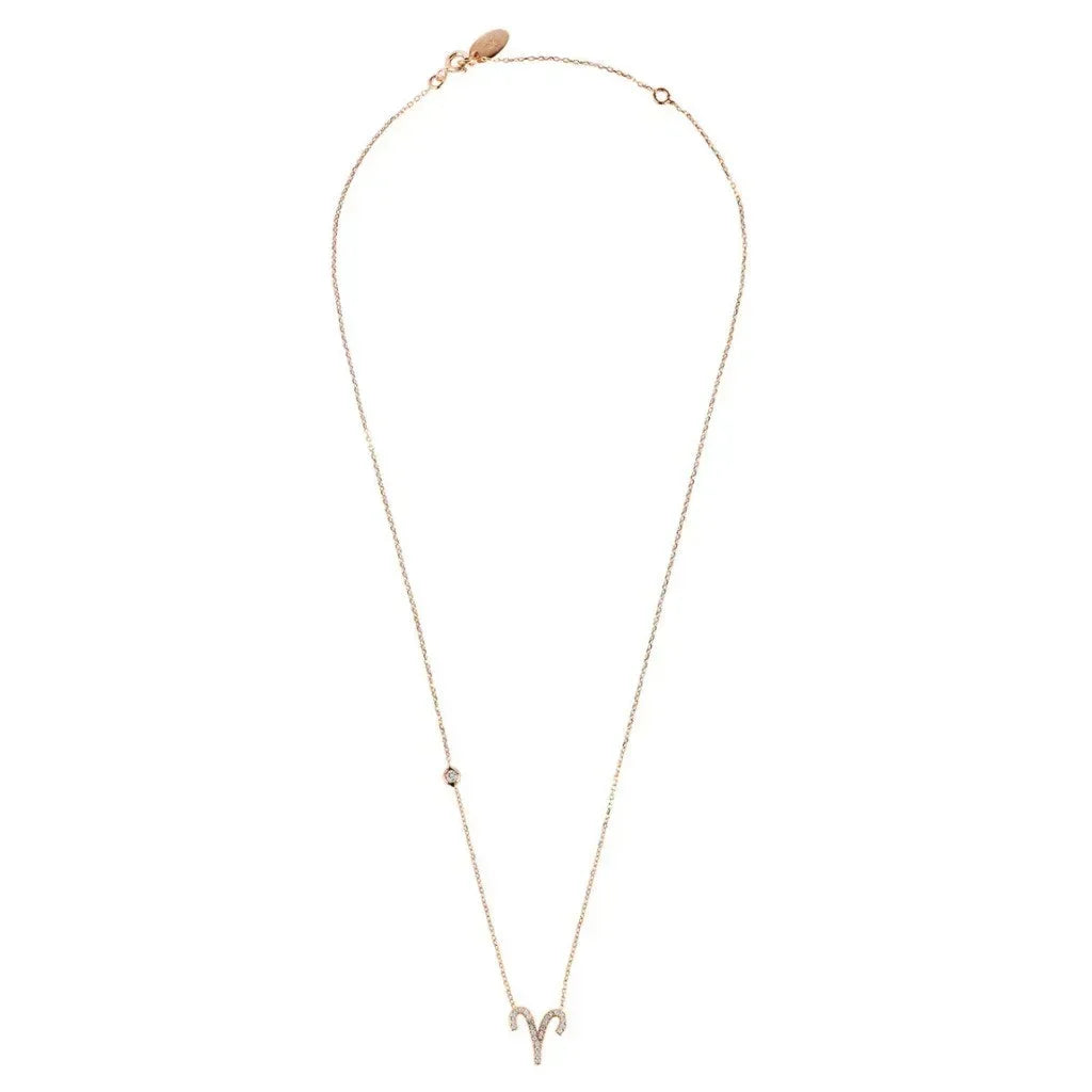 Zodiac Star Sign Pendant Necklace Rose Gold Aries