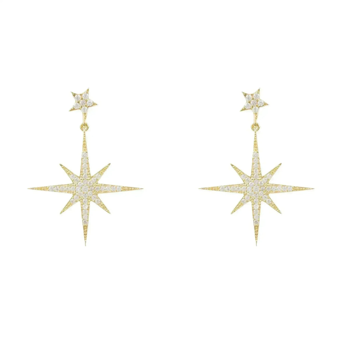 Petite Star Burst Drop Earrings Gold - Femstylo
