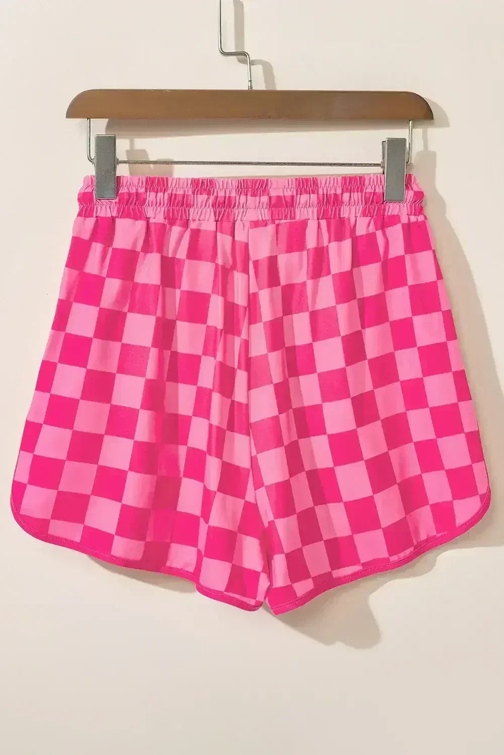 Black Checkered Drawstring Elastic Waist Casual Shorts - Femstylo