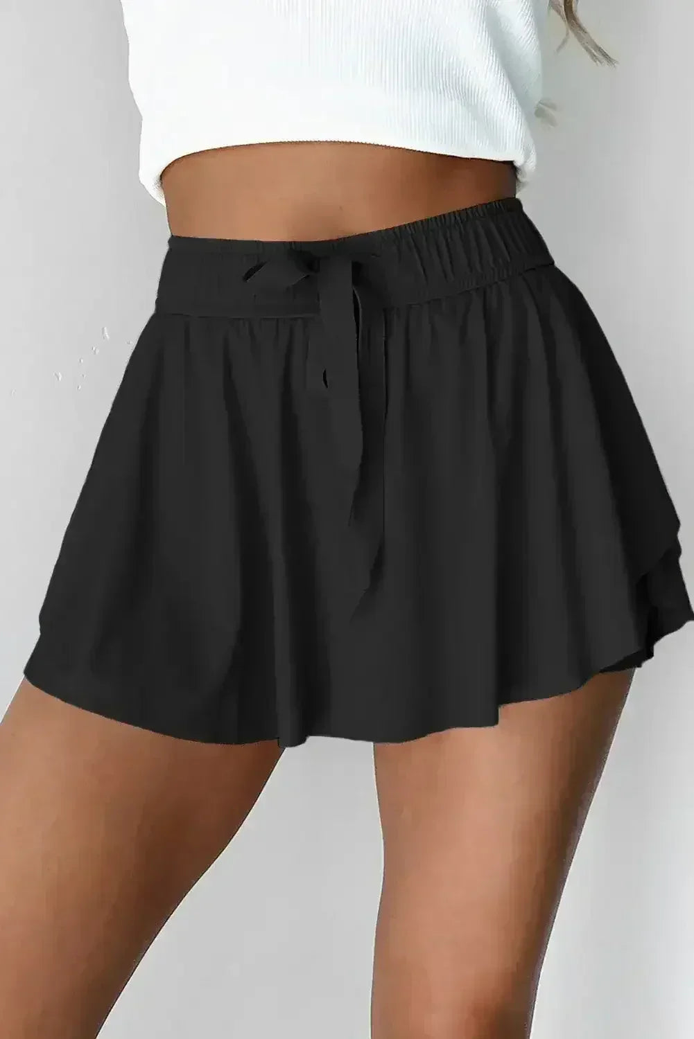 Light Green Drawstring High Waist Lined Tennis Skort - Femstylo