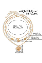 Gold Heart Pendant Pearl Chain Necklace Set – Femstylo