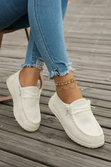White Lace Up Casual Shoes - Femstylo