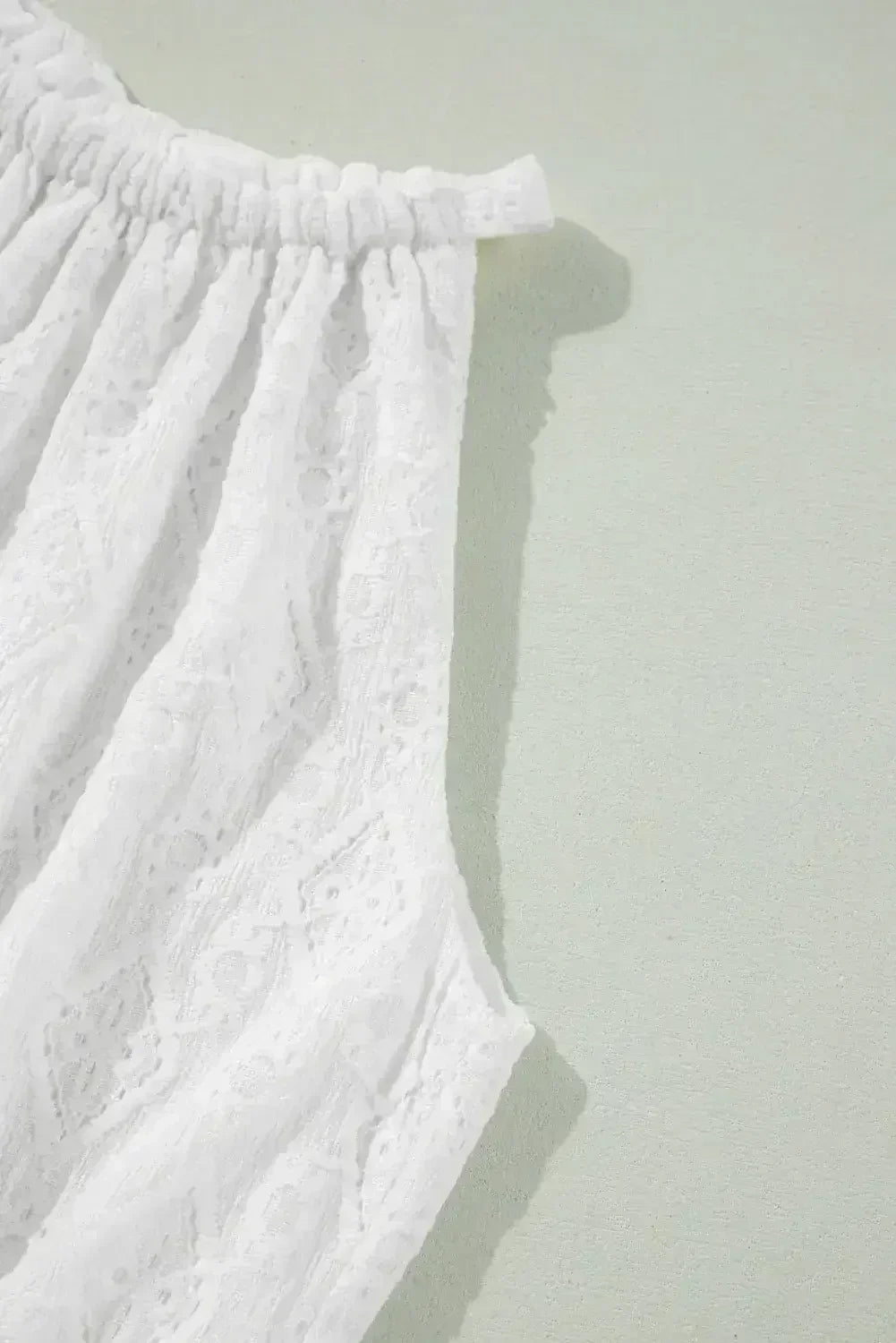 White Lace Sleeveless Knot Hollow Out Back Tied Waist Mini Dress - Femstylo