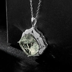 Luxury Sweater Chain Femininity S925 Silver Set Large Natural Green - Femstylo