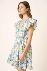 Mittoshop Floral V-Neck Cap Sleeve Mini Dress - Femstylo