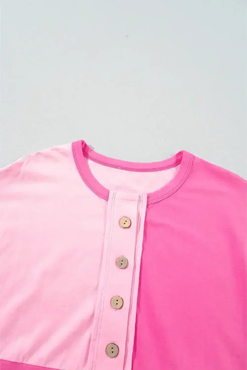 Mint Green Colorblock Half Buttons Henley T Shirt - Femstylo