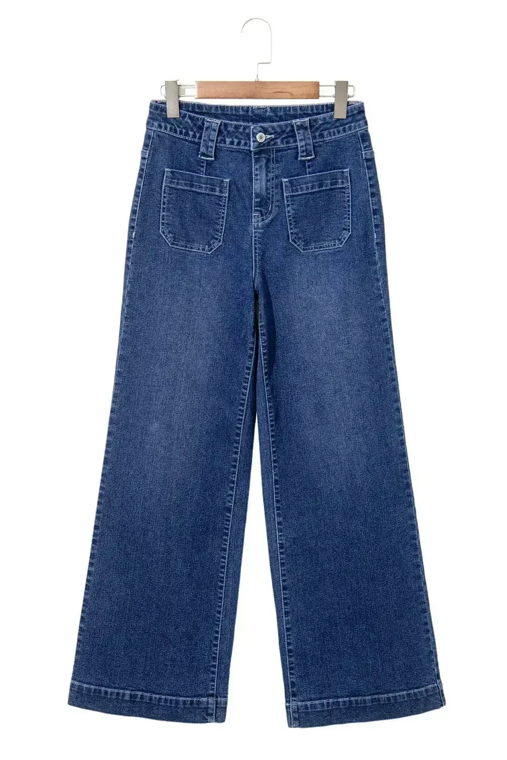 Sail Blue Wide Leg Pocketed High Waist Jeans - Femstylo
