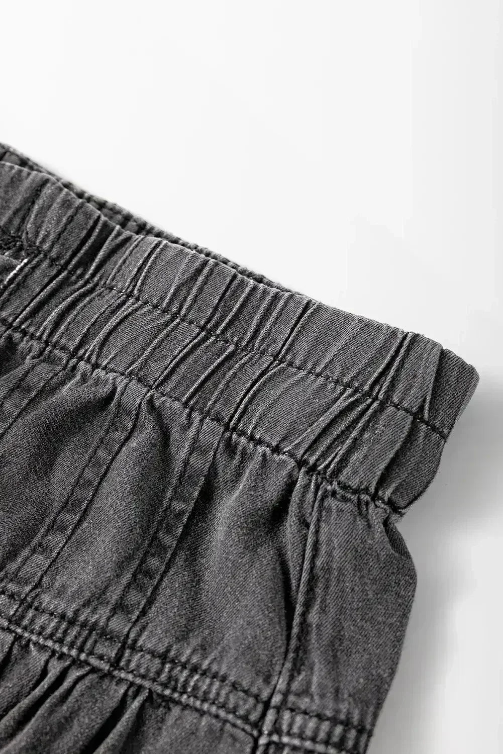 Carbon Grey Mineral Wash Button High Waist Wide Leg Jeans - Femstylo