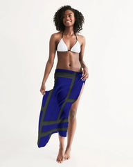 Sheer Sarong Swimsuit Cover Up Wrap / Geometric Dark Blue and Black