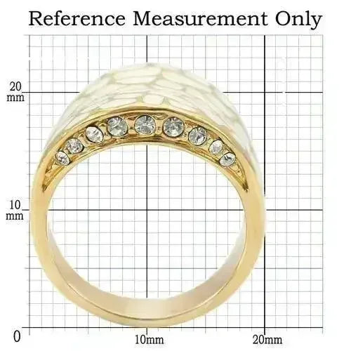 0W379 - Gold Brass Ring with Top Grade Crystal in Clear - Femstylo