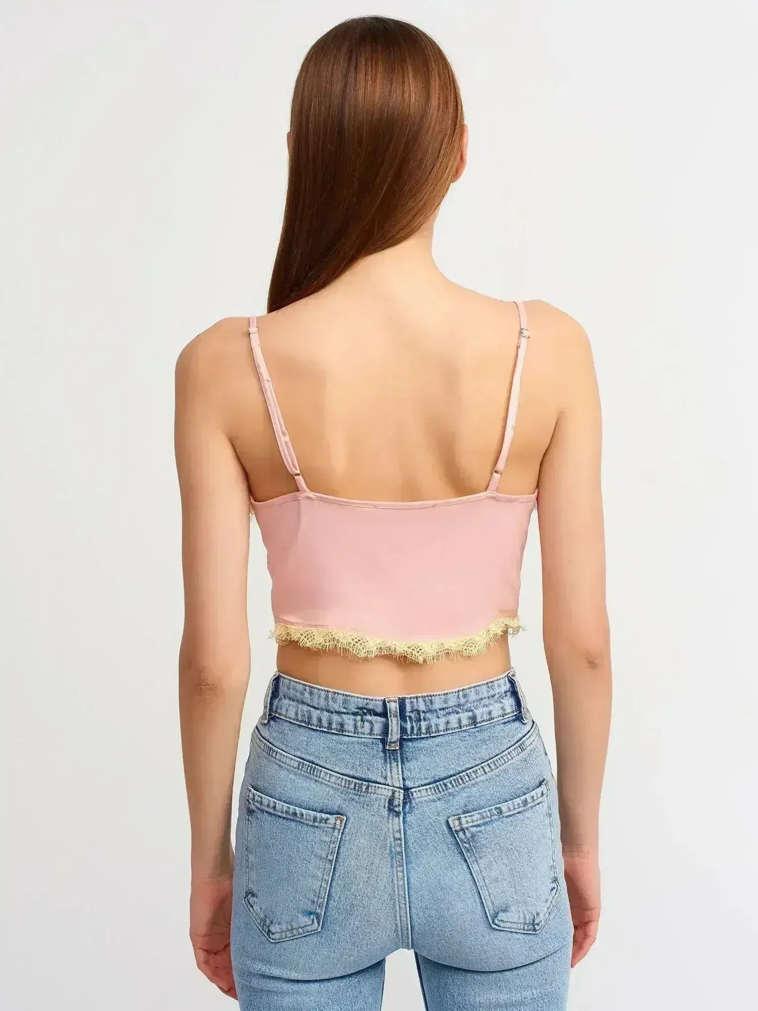 Lace Detail Crop Top | Rayon-Viscose Blend | Feminine Style - Femstylo