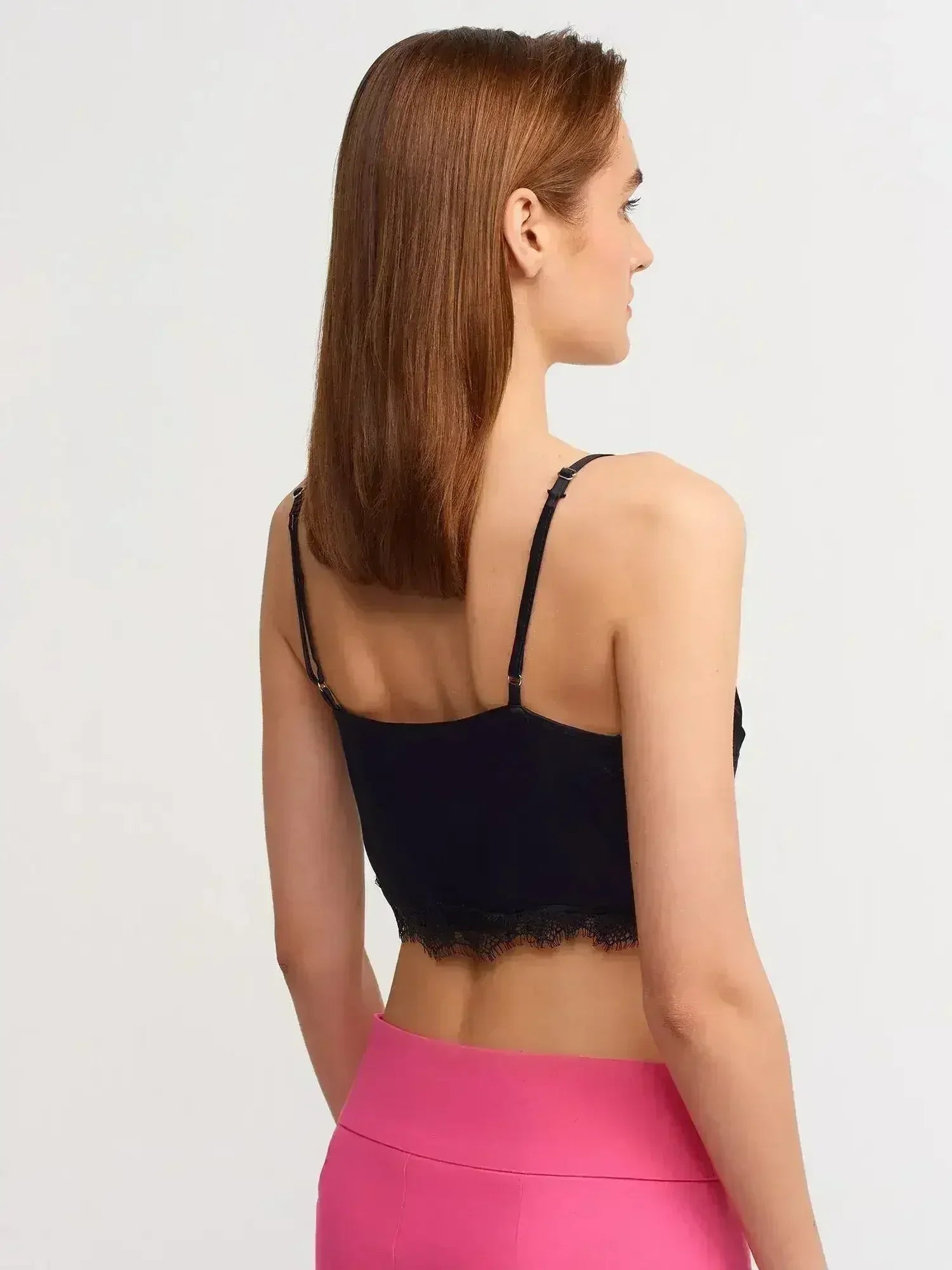 Lace Detail Crop Top | Rayon-Viscose Blend | Feminine Style - Femstylo