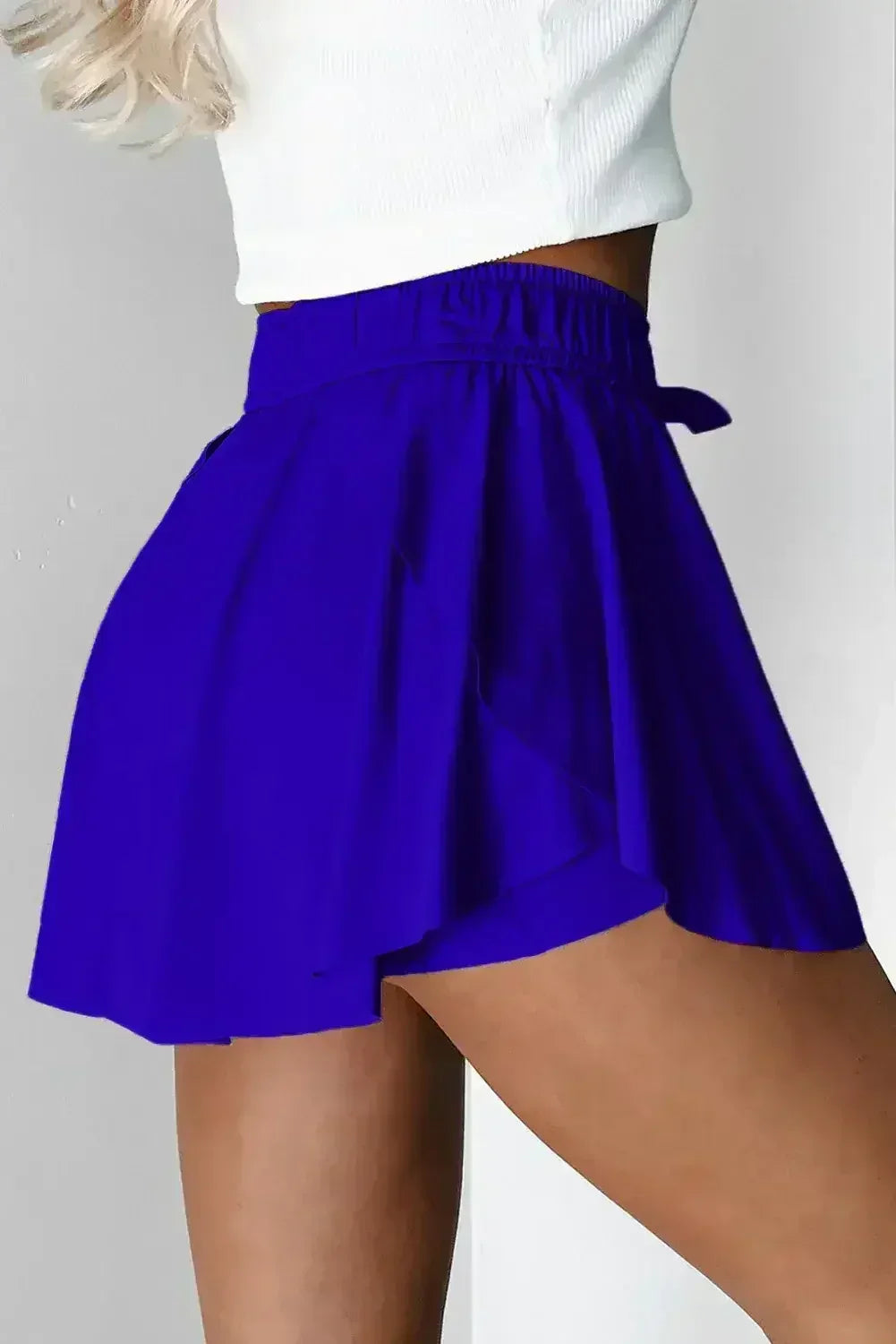 Light Green Drawstring High Waist Lined Tennis Skort - Femstylo