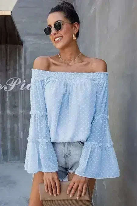 Pink Swiss Dot Off The Shoulder Top | Femstylo - Femstylo