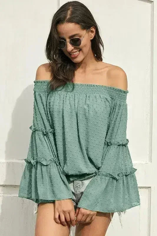 Pink Swiss Dot Off The Shoulder Top | Femstylo - Femstylo