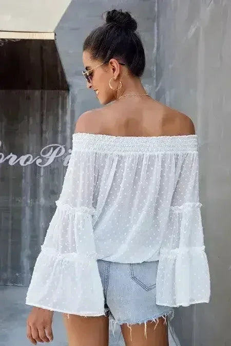 Pink Swiss Dot Off The Shoulder Top | Femstylo - Femstylo