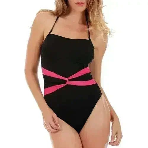 InstantFigure Contrast Twist Front One Piece Swimsuit 13559P - Femstylo