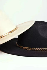 Chain Belt Fedora Hat - Suede-Like Polyester Hat | Femstylo