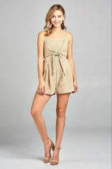 Women's Front Tie Tank Romper with Open back - Femstylo