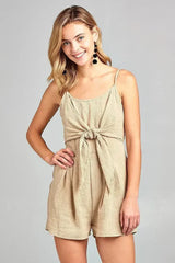 Women's Front Tie Tank Romper with Open back - Femstylo