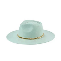 Chain Belt Fedora Hat - Suede-Like Polyester Hat | Femstylo