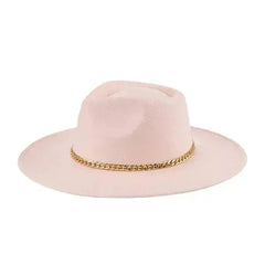 Chain Belt Fedora Hat - Suede-Like Polyester Hat | Femstylo
