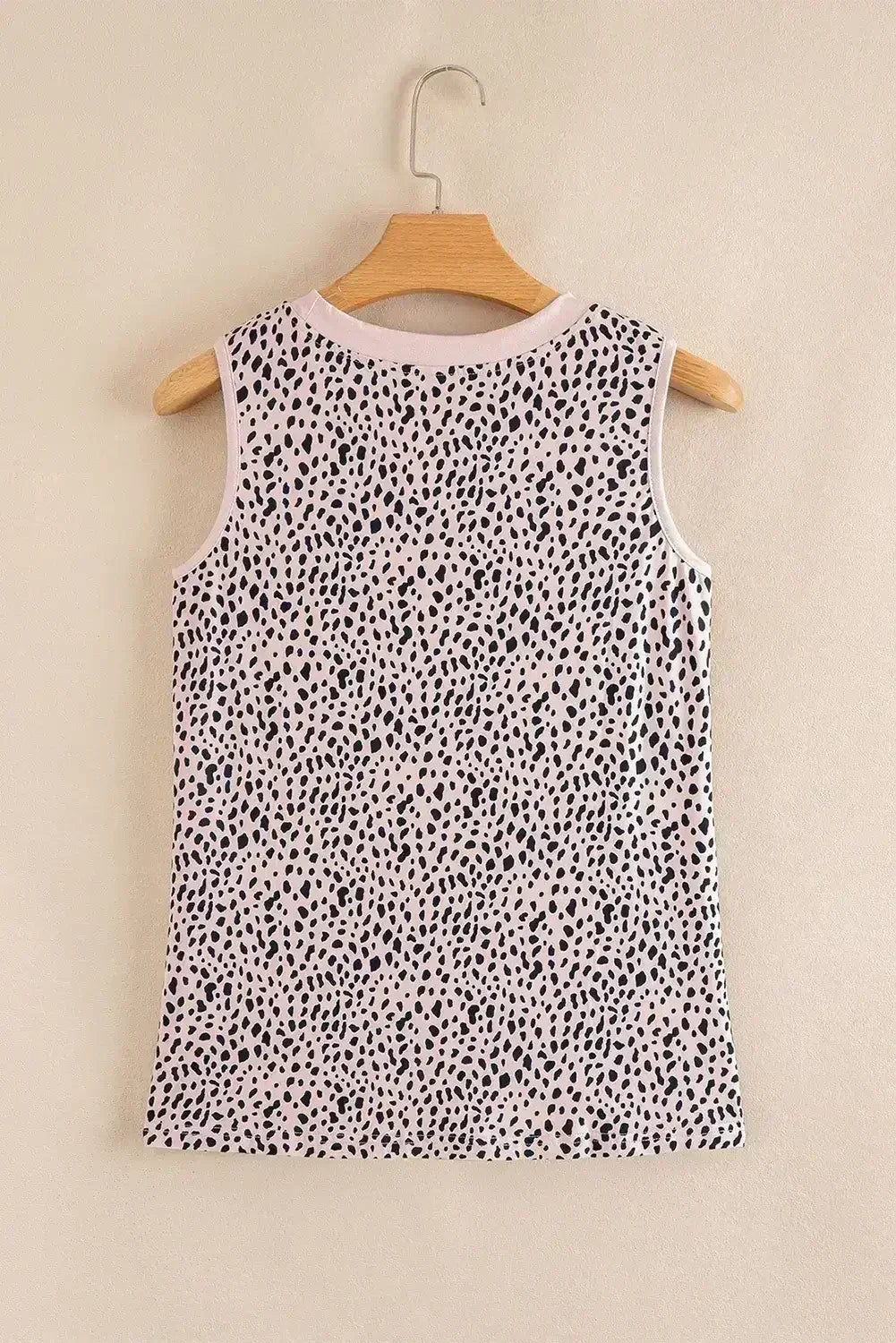 Apricot Allover Leopard Print Round Neck Tank Top - Femstylo