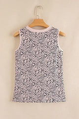 Apricot Allover Leopard Print Round Neck Tank Top - Femstylo