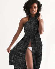 Sheer Sarong Swimsuit Cover Up Wrap / Distressed Black