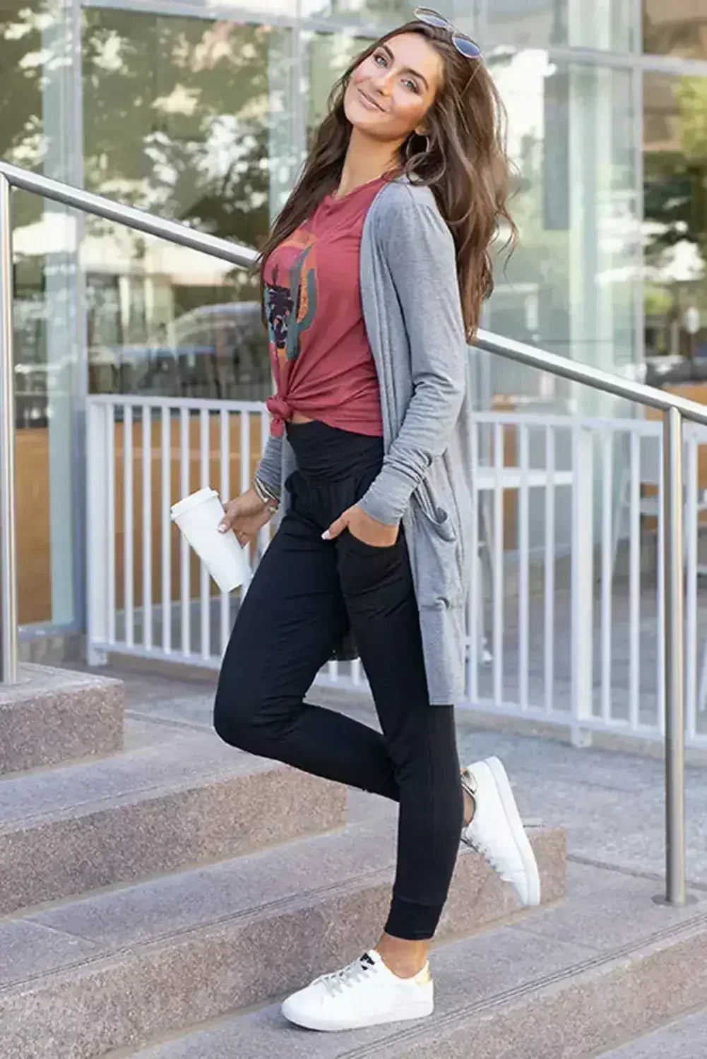 Black Pleated Casual Pocket High Waisted Leggings - Femstylo