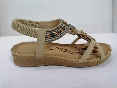 Rhinestone Flower Sandals - Beach Comfort Flats | Femstylo - Femstylo