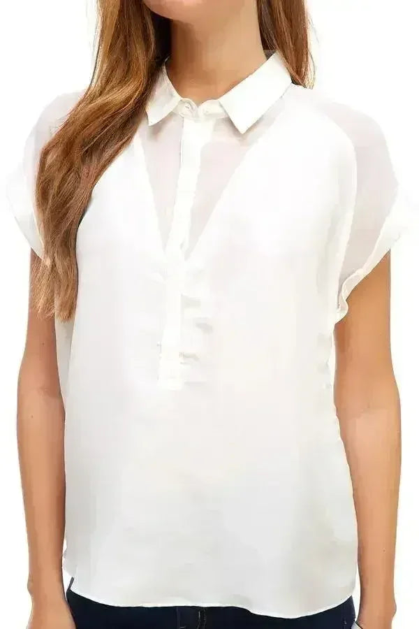 Rolled Sleeve Button-Up Satin Blouse - Femstylo