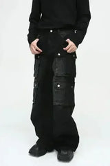Multi-Pocket Cargo Wide-Leg Jeans - Femstylo