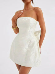 Lace-Up Sleeveless Satin Mini Dress with Bow - Femstylo