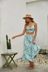 Women's Floral 2 Pcs Long Skirt Set - Femstylo