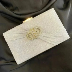 Diamond button-filled square clutch bag Diagonal wedding birthday - Femstylo